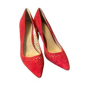 Ann Taylor Red suede heels size 6 1/2